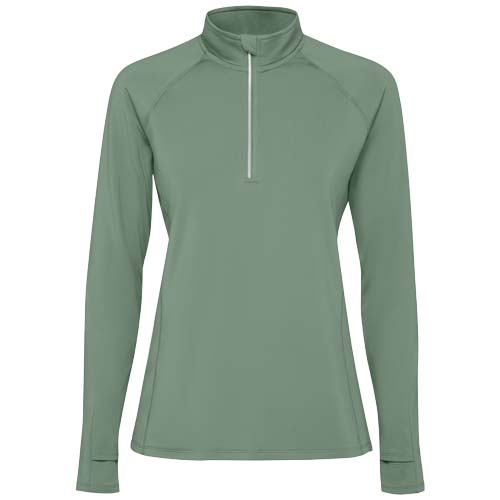 Sweatshirt publicitaire femme demi-zip technique ajusté Estambul Vert laurier